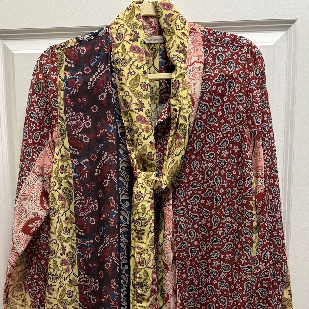 Soft Surroundings Paisley Print Blouse Size Medium